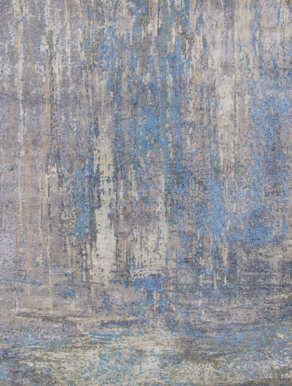 8' 11" x 12' 02" Wool & Silk Indigo Rug- 5081 - Image 2