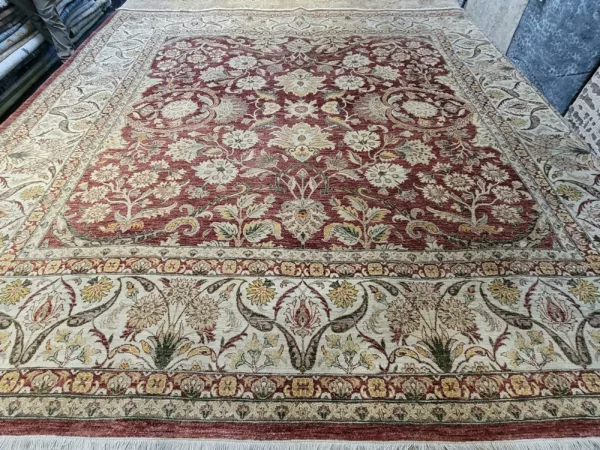 9' 11" x 10' 02" Wool and Vintage Rug