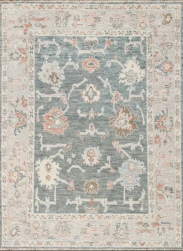 8' 00" x 10' 06" CASADE SLATE Design Indian Rug