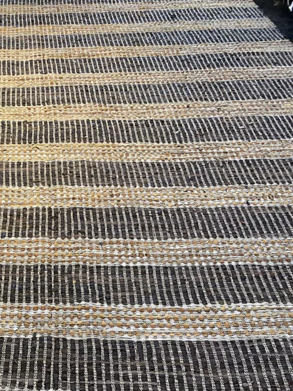 9' 00" x 12' 00" Hemp and Leather Rectangle from India - Image 2