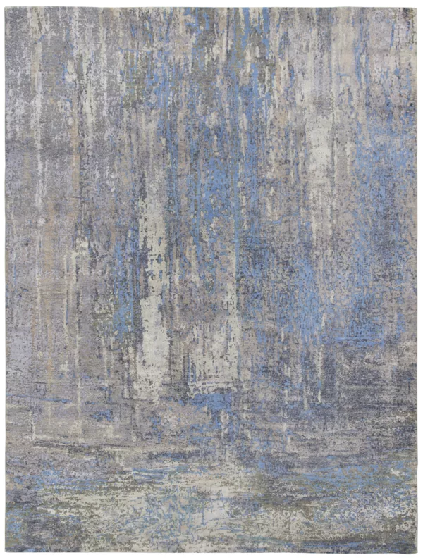 8' 11" x 12' 02" Wool & Silk Indigo Rug- 5081