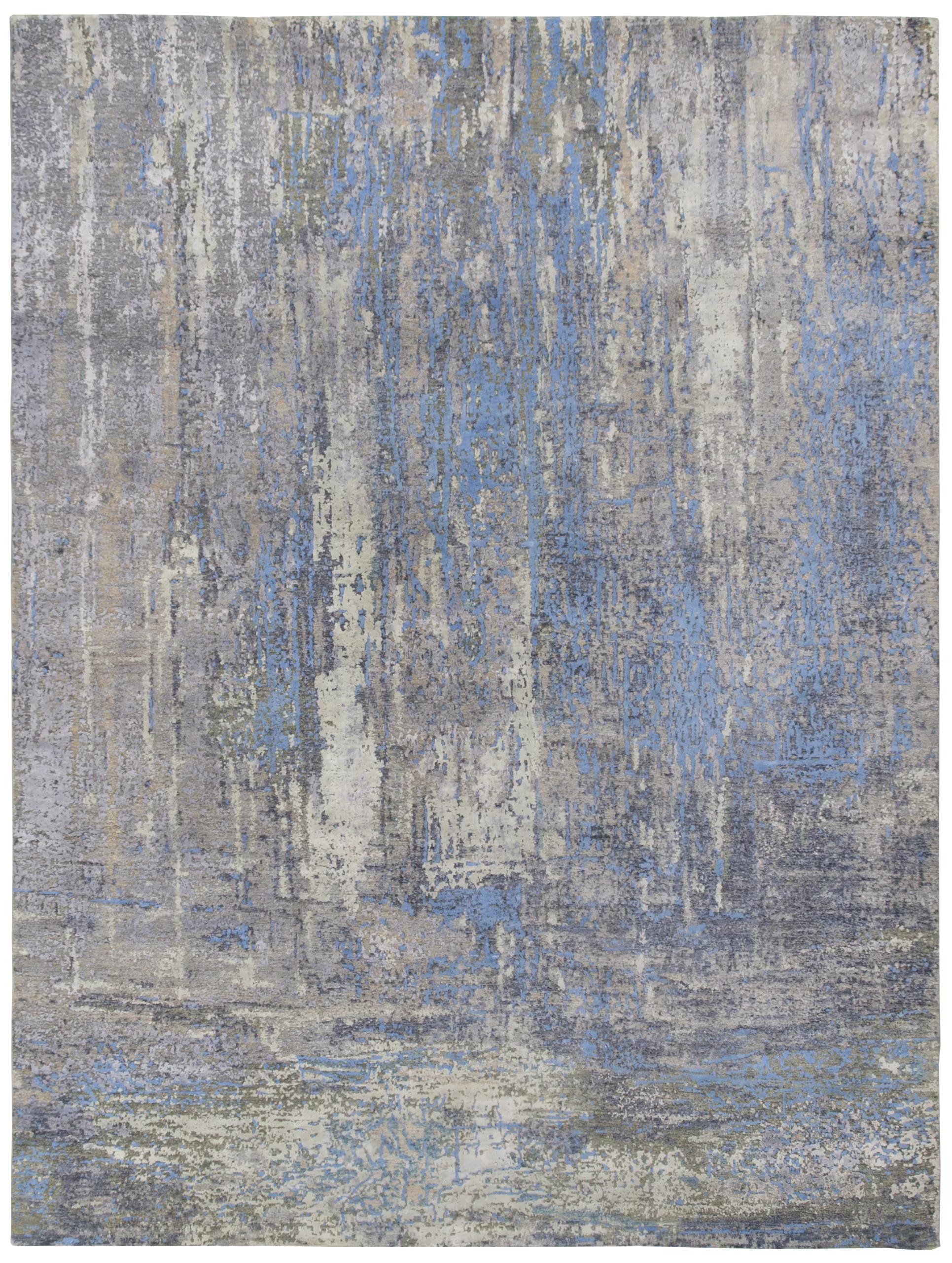 8' 11" x 12' 02" Wool & Silk Indigo Rug- 5081