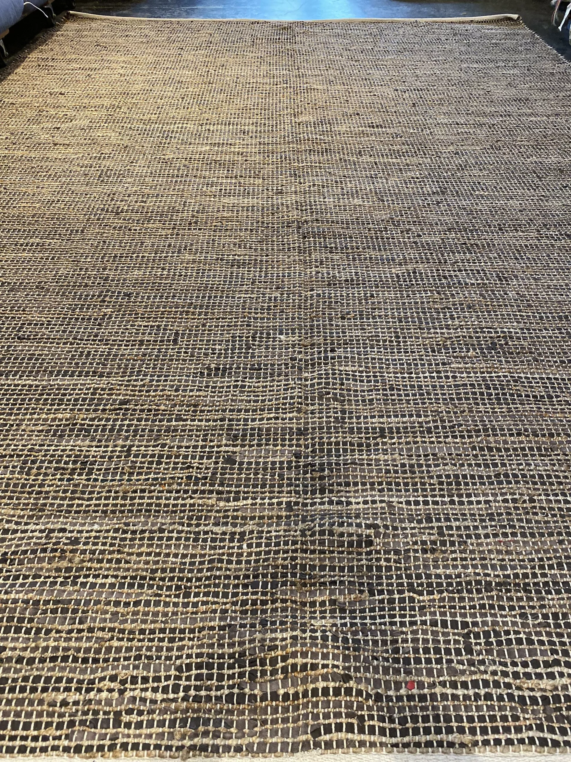 9' 00" x 12' 00" Hemp and Leather Rug- 4312