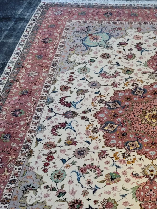 Persian Hand-Knotted Wool & Silk Tabriz Rug 8'02" x 12'00" - Image 2