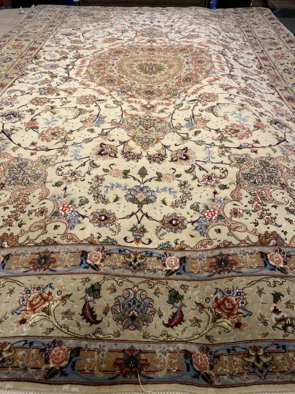 Persian Hand-Knotted Wool & Silk Tabriz Rug 6'08" x 10'03"