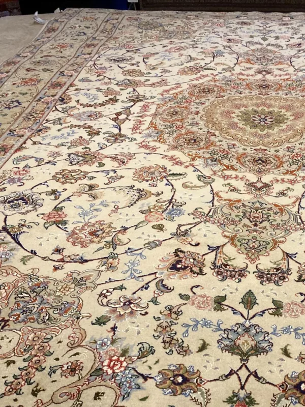 Persian Hand-Knotted Wool & Silk Tabriz Rug 6'08" x 10'03" - Image 2