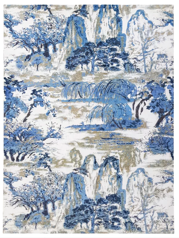 9' 00" x 12' 02" Indigo Collection – Wool & Silk Hand Knotted Rug