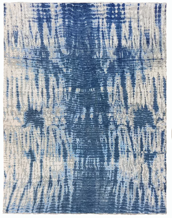 7' 11" x 10' 00" Indigo Collection Wool & Silk Rug – Hand Knotted in Pakistan