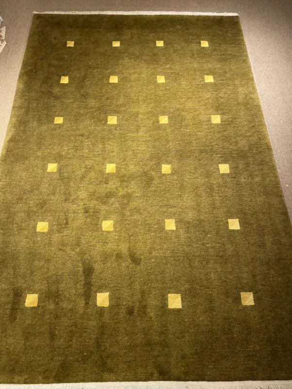 5' 09" x 8' 09" Modern Indian Wool Rug – Hand Knotted