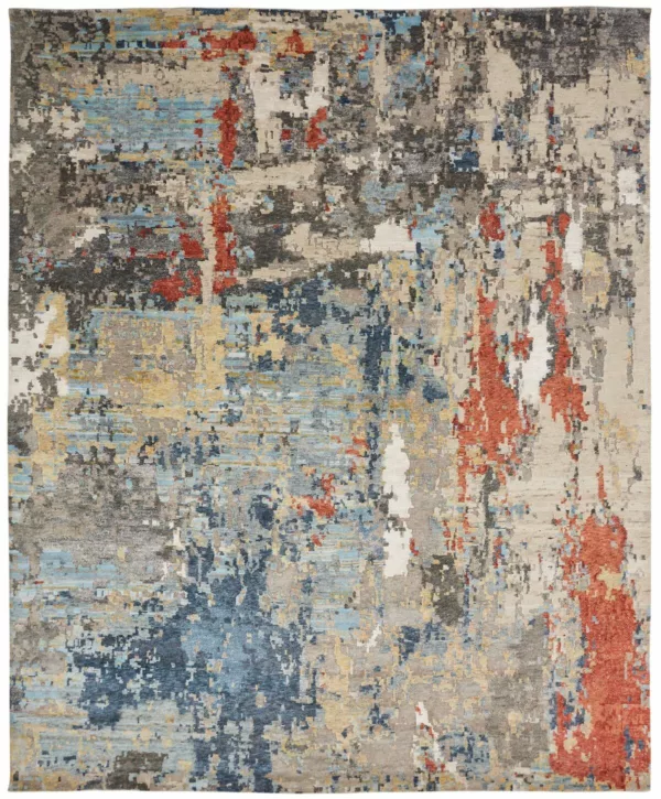 2' 00" x 3' 00" Elegant Wool and Viscose Rug from India – Kal Collection