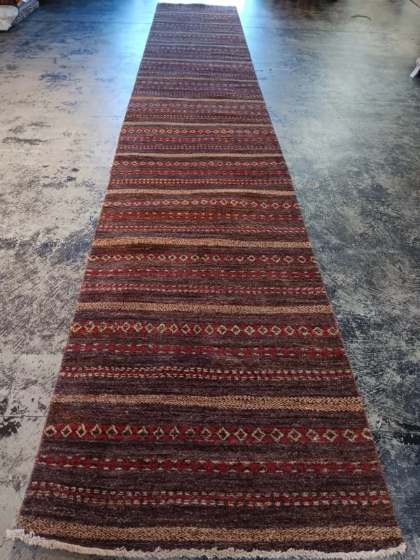 2' 07" x 14' 09" Authentic Gabbeh Wool Runner from India